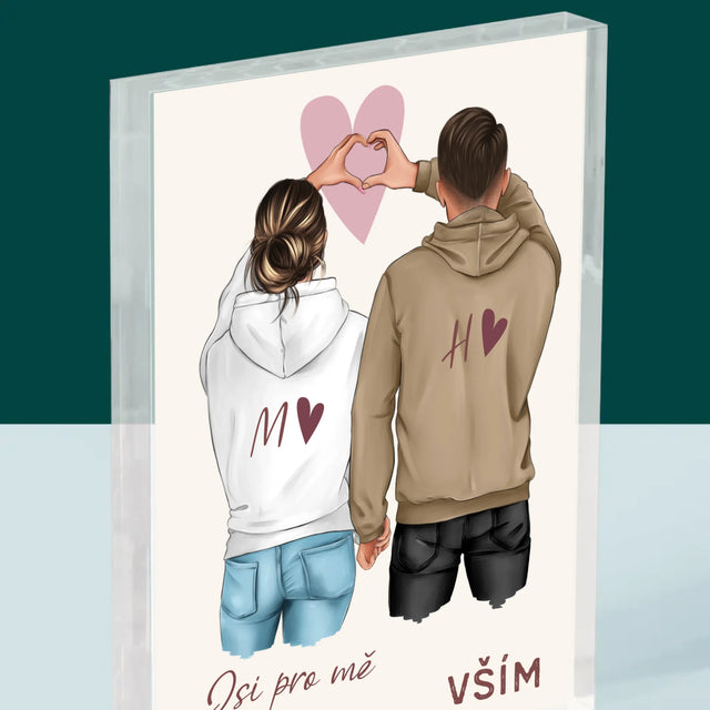 Designér Postav: Pár Srdce - Akrylový Blok