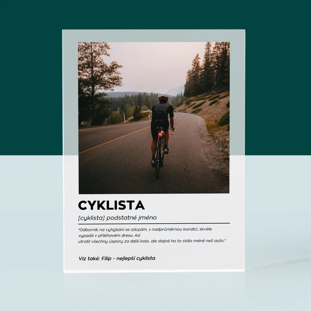 Fotka S Textem: Cyklista Definice - Akrylový Blok
