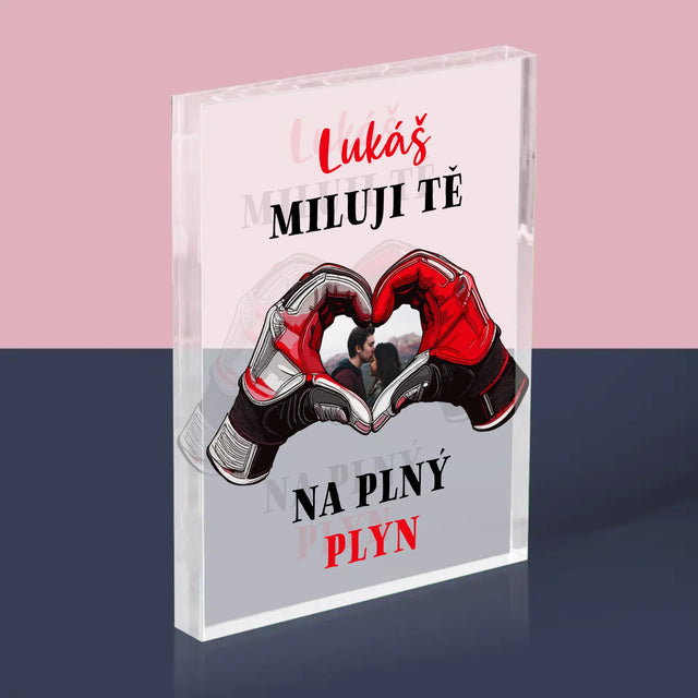 Fotka S Textem: Miluji Tě Na Plný Plyn - Akrylový Blok