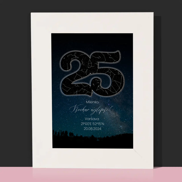 Hvězdná Mapa: Hvězdy K 25. Narozeninám - Fotorámeček