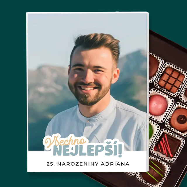 Fotka S Textem: 25. Narozeniny Všechno Nejlepší - Pralinky