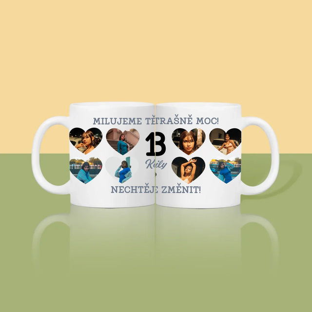 Fotokoláž: 18 Srdce - Hrnek