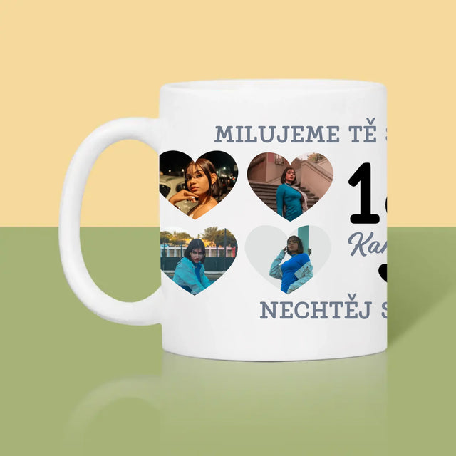 Fotokoláž: 18 Srdce - Hrnek