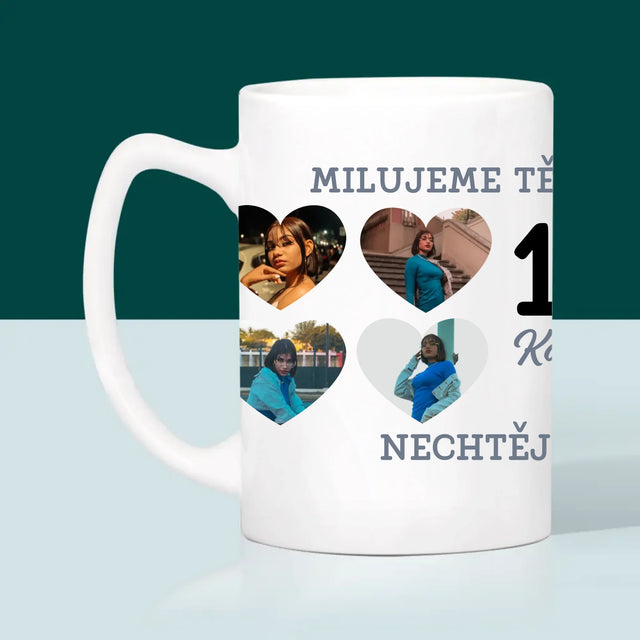 Fotokoláž: 18 Srdce - Hrnek