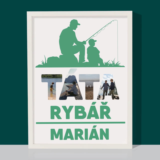 Slovo Z Fotek: Táta Rybář - Tisk V Rámečku