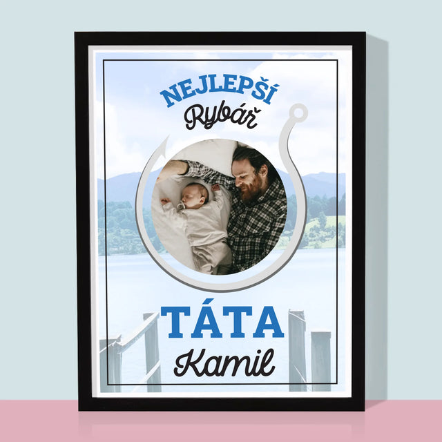 Fotka S Textem: Nejlepší Rybář Táta - Tisk V Rámečku