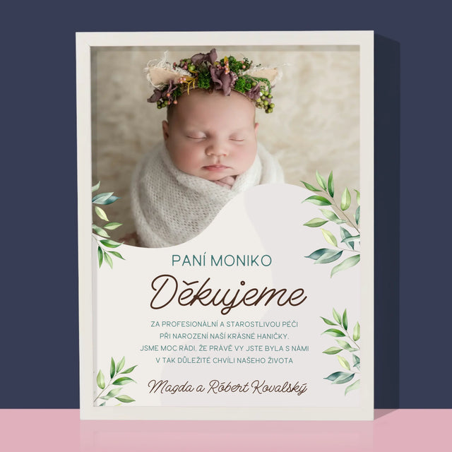 Fotka S Textem: Poděkování Porodní Asistentce - Tisk V Rámečku