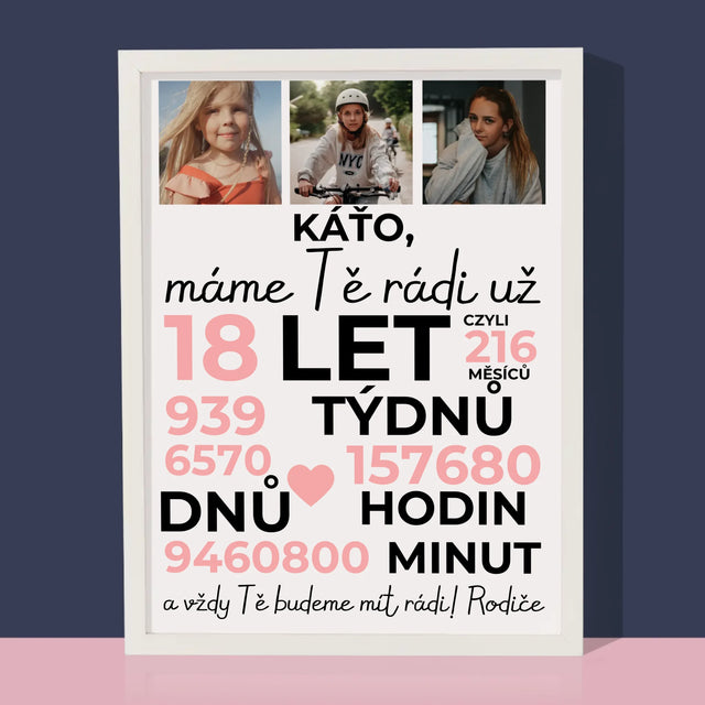 Fotokoláž: Máme Tě Rádi Už 18 Let - Tisk V Rámečku