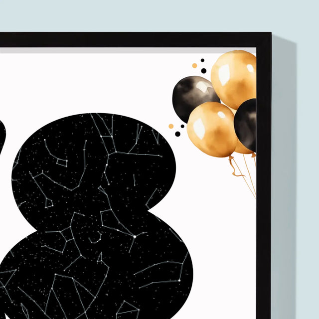 Hvězdná Mapa: 18. Narozeniny Hvězdy S Věnováním - Tisk V Rámečku