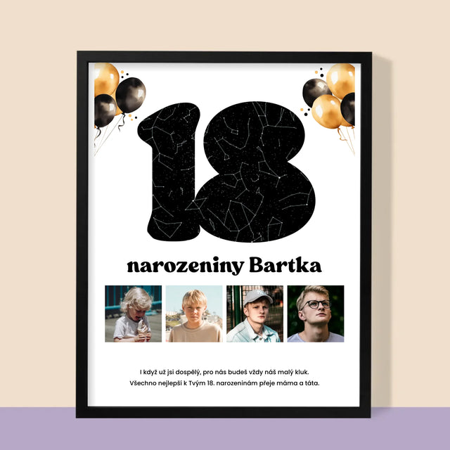 Hvězdná Mapa: 18. Narozeniny Hvězdy S Věnováním - Tisk V Rámečku