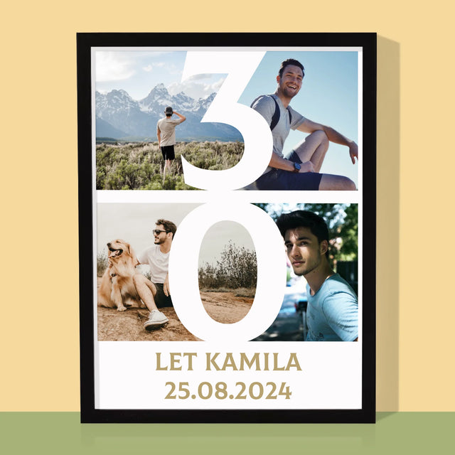 Fotokoláž: 30 Let Číslo Fotky - Tisk V Rámečku