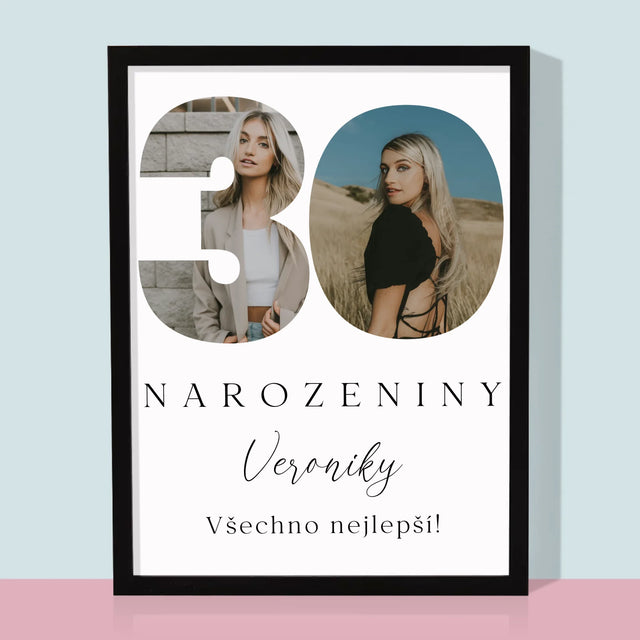 Slovo Z Fotek: 30. Narozeniny Podpis - Tisk V Rámečku