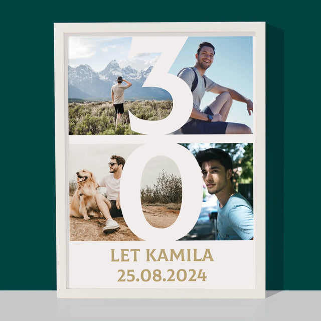 Fotokoláž: 30 Let Číslo Fotky - Tisk V Rámečku