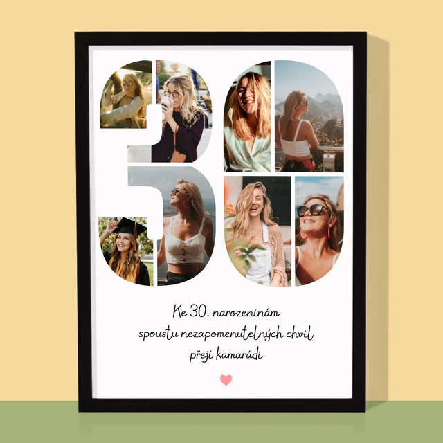 Fotokoláž: 30. Narozeniny Přání - Tisk V Rámečku