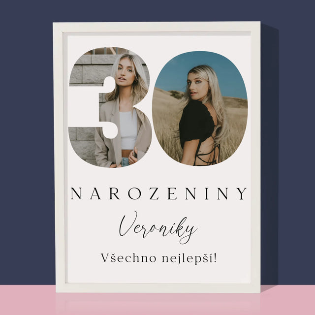 Slovo Z Fotek: 30. Narozeniny Podpis - Tisk V Rámečku