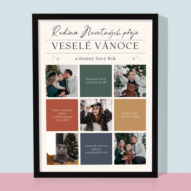 Fotokoláž: Veselé Vánoce Přání - Tisk V Rámečku