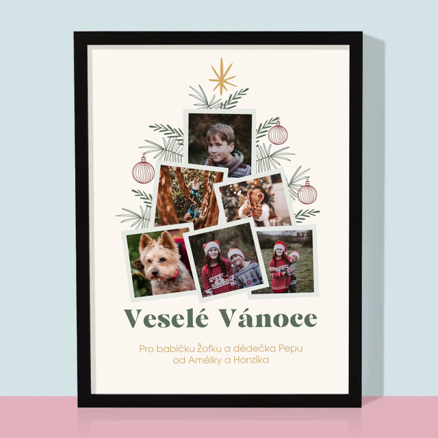 Fotokoláž: Vánoční Stromeček - Tisk V Rámečku