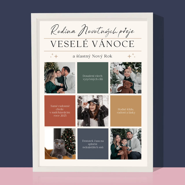 Fotokoláž: Veselé Vánoce Přání - Tisk V Rámečku