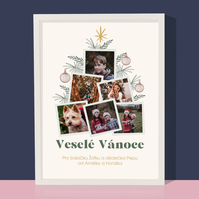 Fotokoláž: Vánoční Stromeček - Tisk V Rámečku