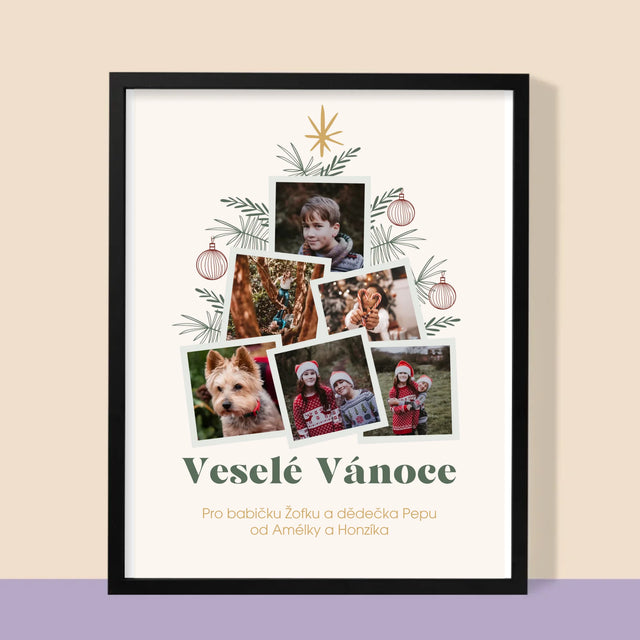 Fotokoláž: Vánoční Stromeček - Tisk V Rámečku
