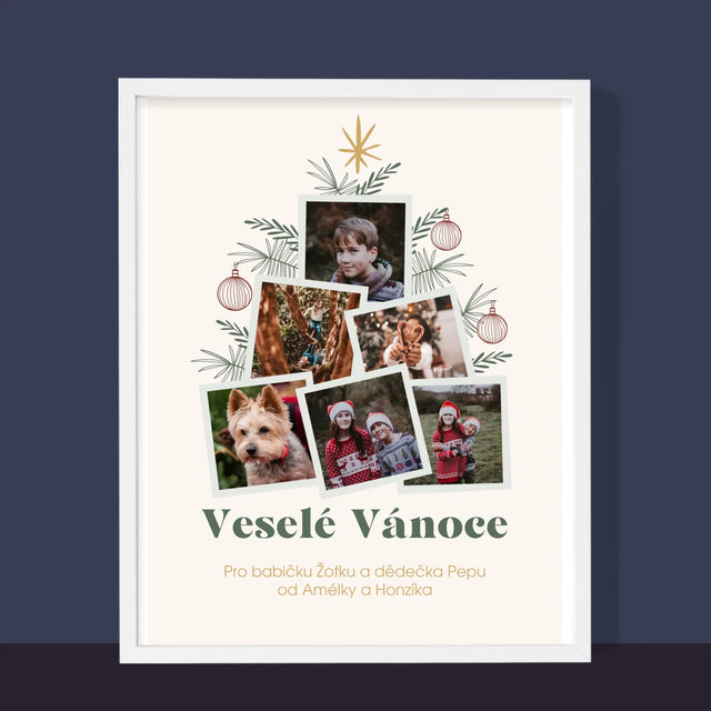Fotokoláž: Vánoční Stromeček - Tisk V Rámečku