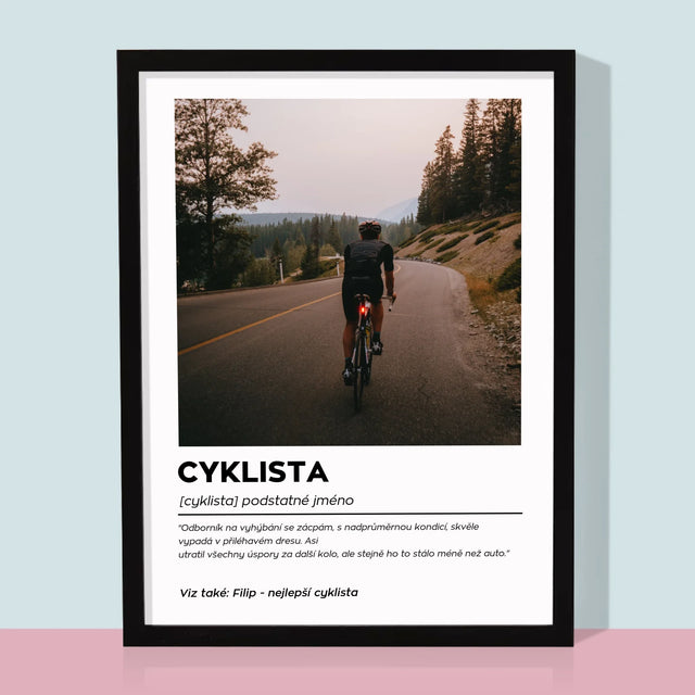 Fotka S Textem: Cyklista Definice - Tisk V Rámečku