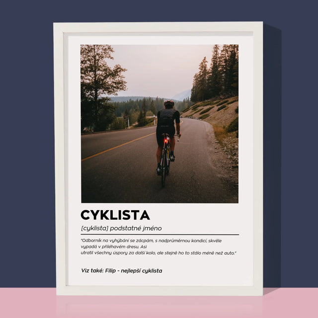 Fotka S Textem: Cyklista Definice - Tisk V Rámečku