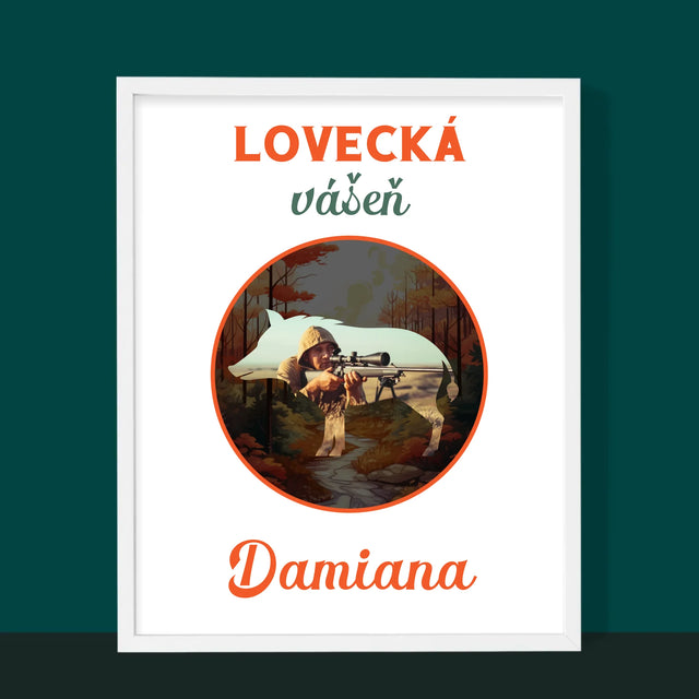 Fotka S Textem: Lovecká Vášeň Damiana - Tisk V Rámečku
