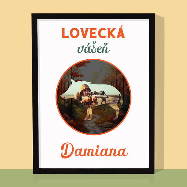 Fotka S Textem: Lovecká Vášeň Damiana - Tisk V Rámečku