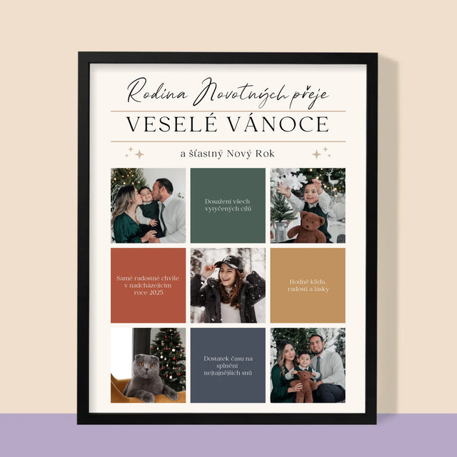 Fotokoláž: Veselé Vánoce Přání - Tisk V Rámečku