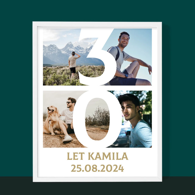 Fotokoláž: 30 Let Číslo Fotky - Tisk V Rámečku