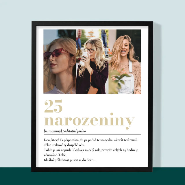 Fotokoláž: 25. Narozeniny Definice - Tisk V Rámečku