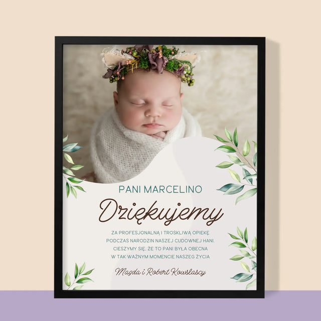 Fotka S Textem: Poděkování Porodní Asistentce - Tisk V Rámečku