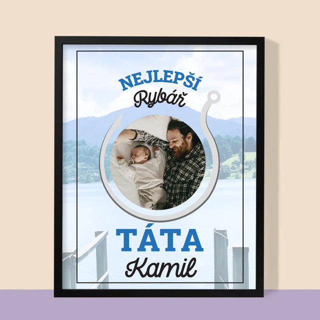 Fotka S Textem: Nejlepší Rybář Táta - Tisk V Rámečku