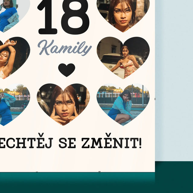 Fotokoláž: 18 Srdce - Plakát