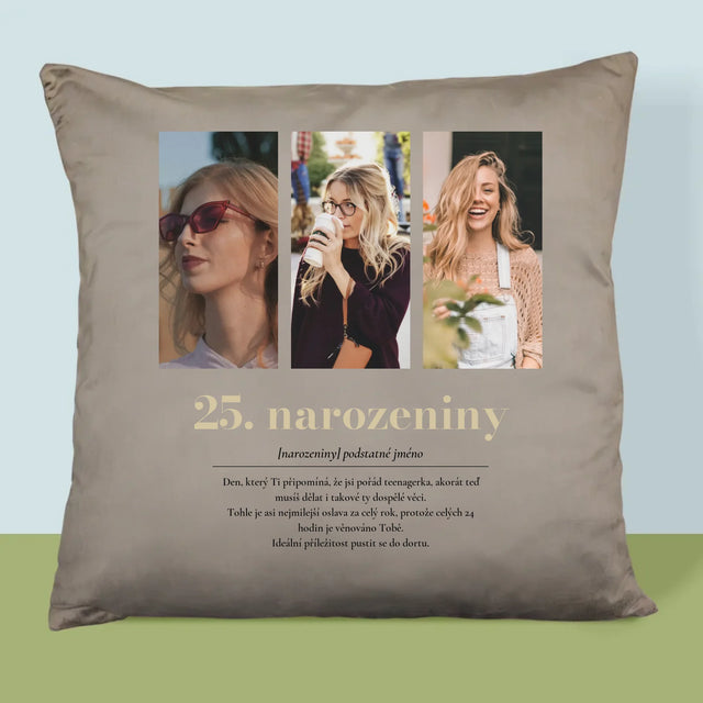 Fotokoláž: 25. Narozeniny Definice - Polštář
