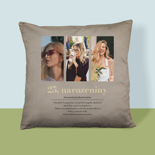 Fotokoláž: 25. Narozeniny Definice - Polštář