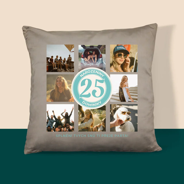 Fotokoláž: 25. Narozeniny - Polštář