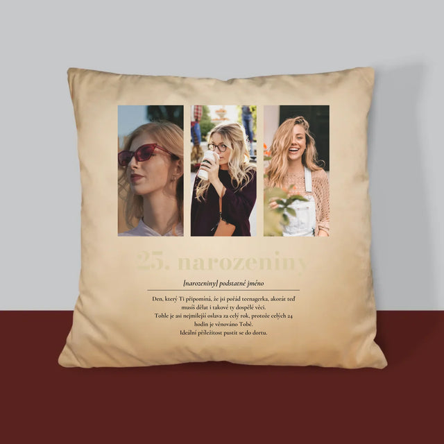Fotokoláž: 25. Narozeniny Definice - Polštář