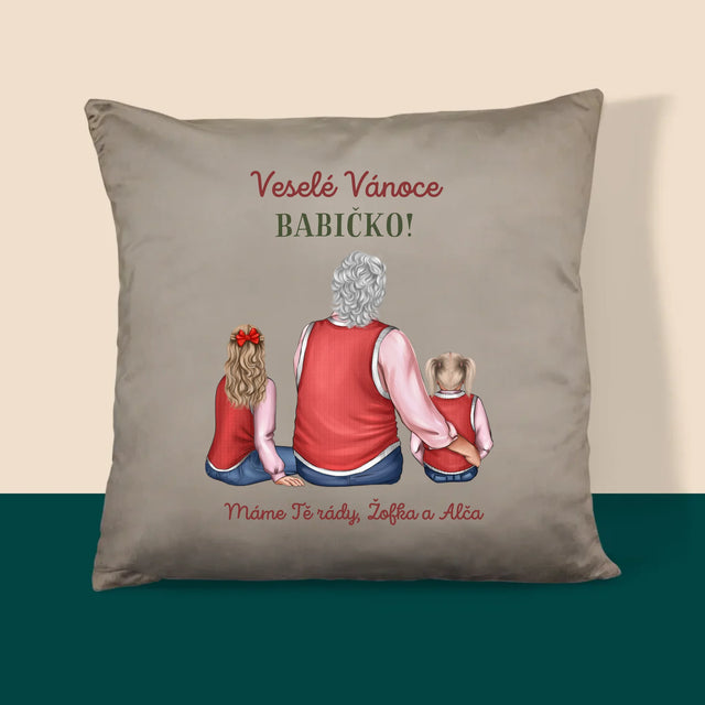 Designér Postav: Veselé Vánoce Babičko - Polštář