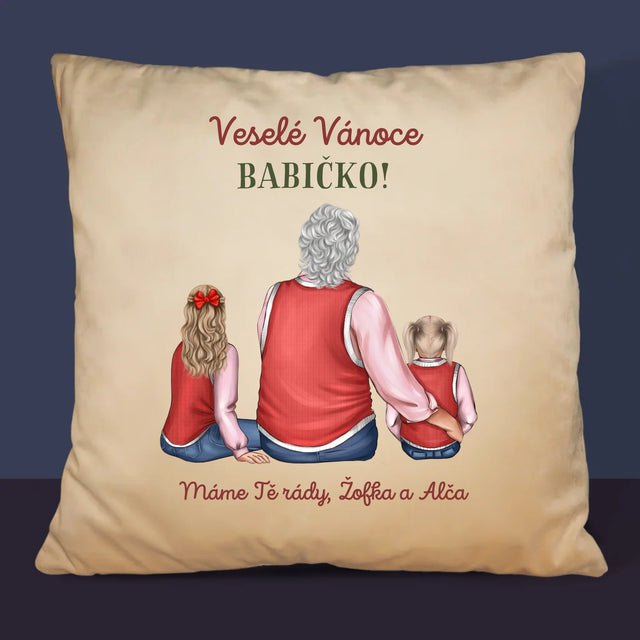 Designér Postav: Veselé Vánoce Babičko - Polštář