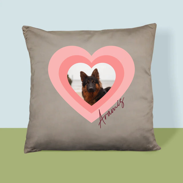 Fotka S Textem: Fotka Mazlíčka V Srdci - Polštář