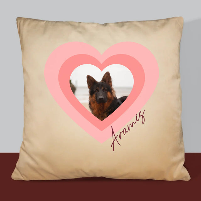 Fotka S Textem: Fotka Mazlíčka V Srdci - Polštář