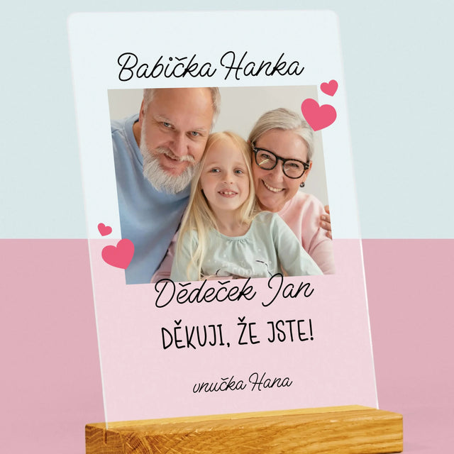 Fotka A Textem: Poděkování Pro Prarodiče - Tisk Na Akrylovém Skle