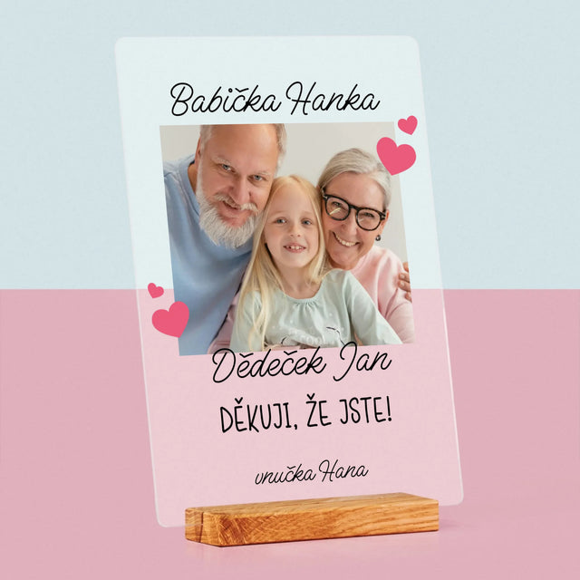 Fotka A Textem: Poděkování Pro Prarodiče - Tisk Na Akrylovém Skle