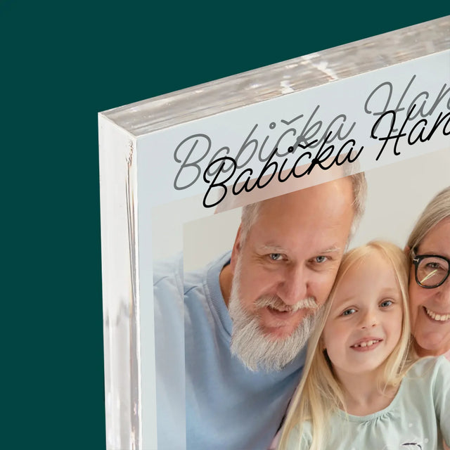 Fotka A Textem: Poděkování Pro Prarodiče - Akrylový Blok