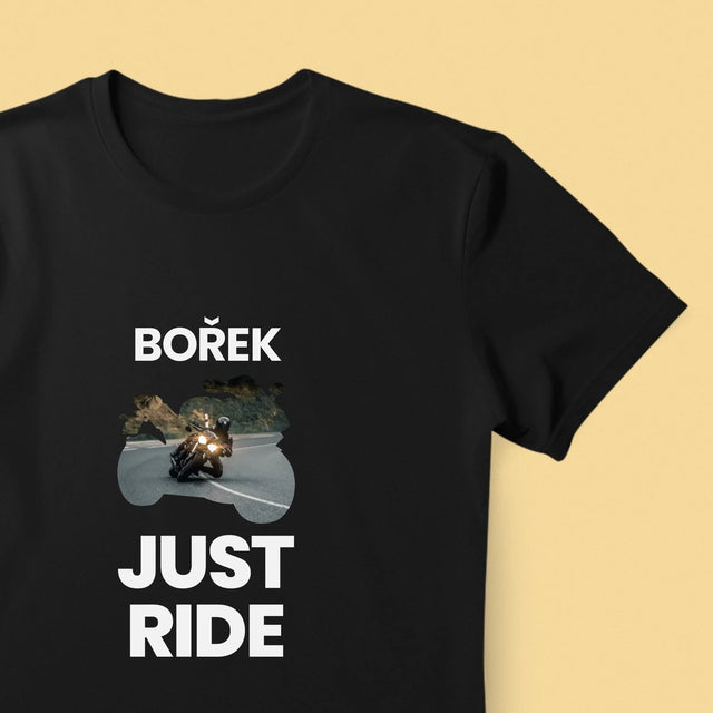 Tvar Z Fotek: Just Ride - Pánské Tričko