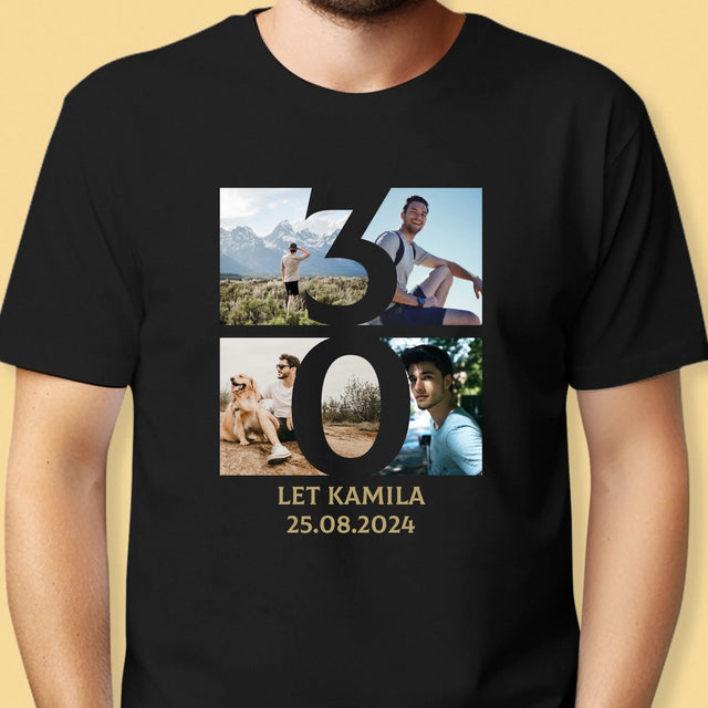Fotokoláž: 30 Let Číslo Fotky - Pánské Tričko