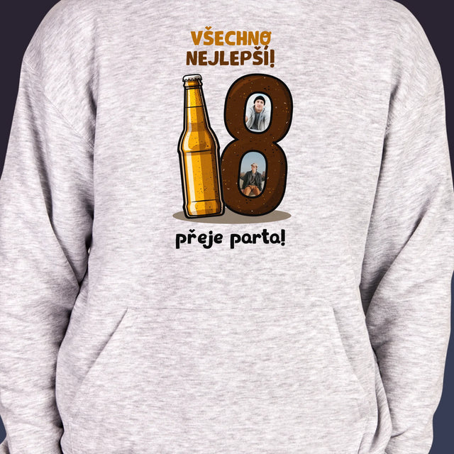 Fotokoláž: 18 Pivo - Pánská Mikina S Kapuci