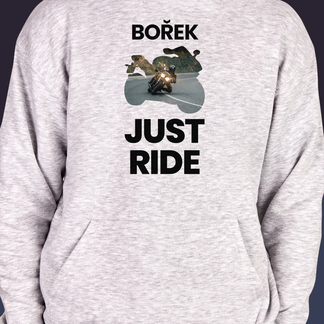 Tvar Z Fotek: Just Ride - Pánská Mikina S Kapuci